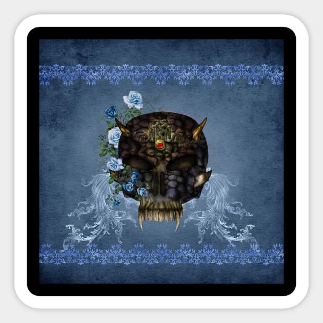 Awesome skull with roses Sticker by Nicky2342